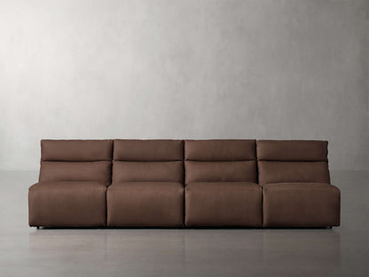 Rowland Tailored Leather Four-Piece Armless Motion Modular Sofa