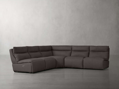 Rowland Tailored Leather Five-Piece Armless Motion Corner Sectional