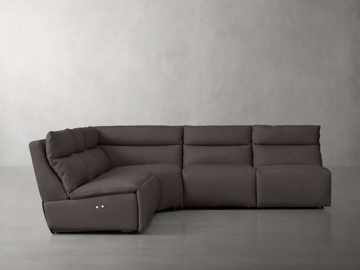 Rowland Tailored Leather Five-Piece Armless Motion Corner Sectional