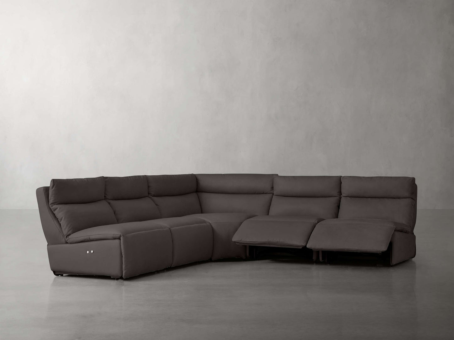 Rowland Tailored Leather Five-Piece Armless Motion Corner Sectional