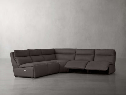 Rowland Tailored Leather Five-Piece Armless Motion Corner Sectional