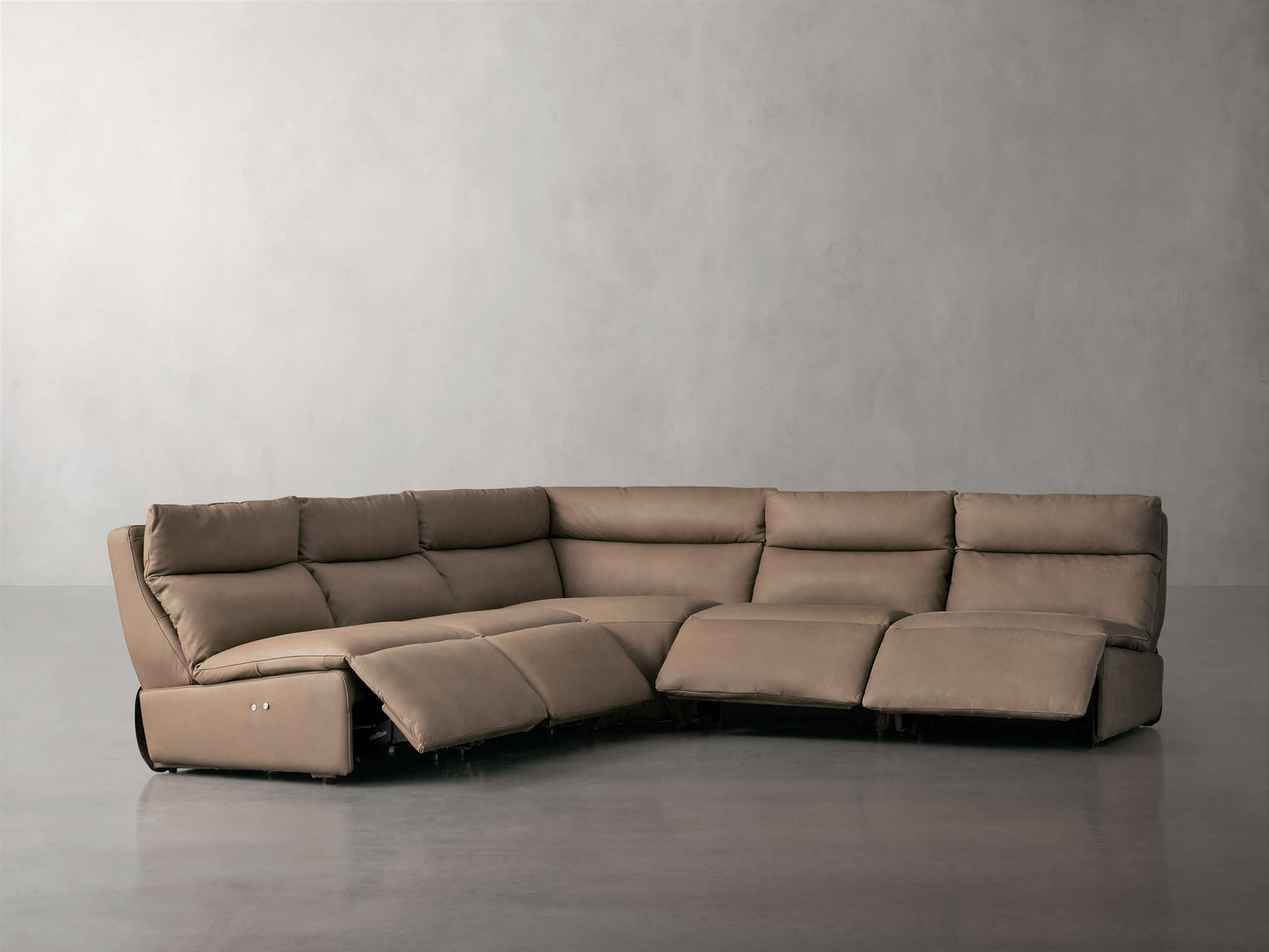 Rowland Tailored Leather Five-Piece Armless Motion Corner Sectional