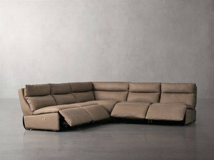 Rowland Tailored Leather Five-Piece Armless Motion Corner Sectional