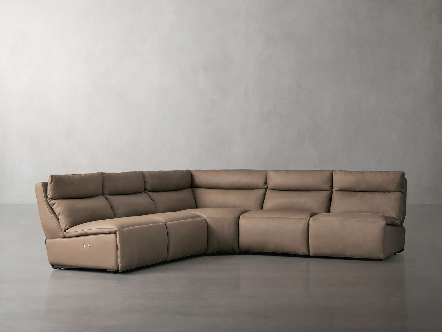 Rowland Tailored Leather Five-Piece Armless Motion Corner Sectional