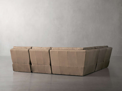 Rowland Tailored Leather Five-Piece Armless Motion Corner Sectional