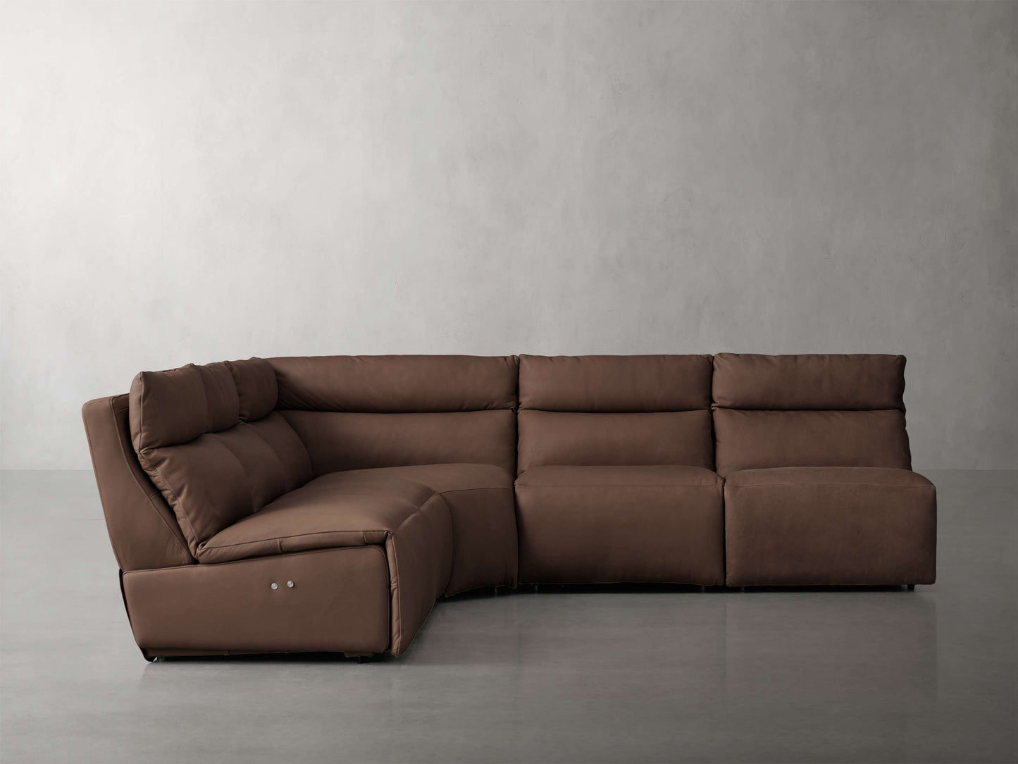 Rowland Tailored Leather Five-Piece Armless Motion Corner Sectional