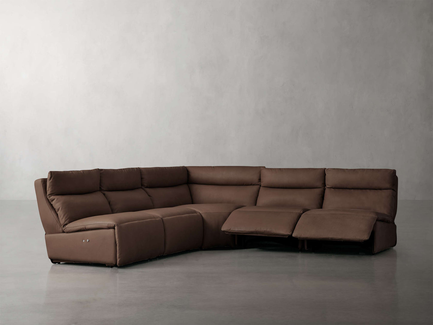 Rowland Tailored Leather Five-Piece Armless Motion Corner Sectional