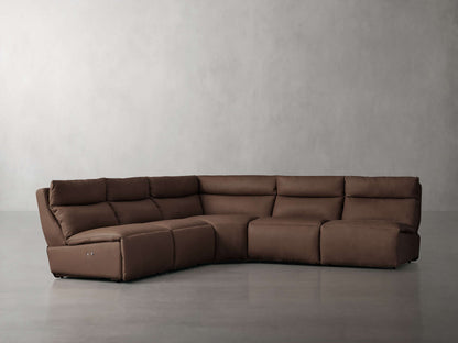 Rowland Tailored Leather Five-Piece Armless Motion Corner Sectional