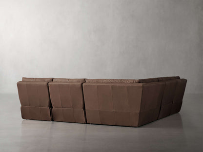 Rowland Tailored Leather Five-Piece Armless Motion Corner Sectional