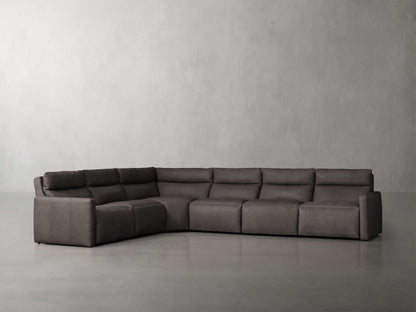 Rowland Tailored Leather Six-Piece Motion Sectional