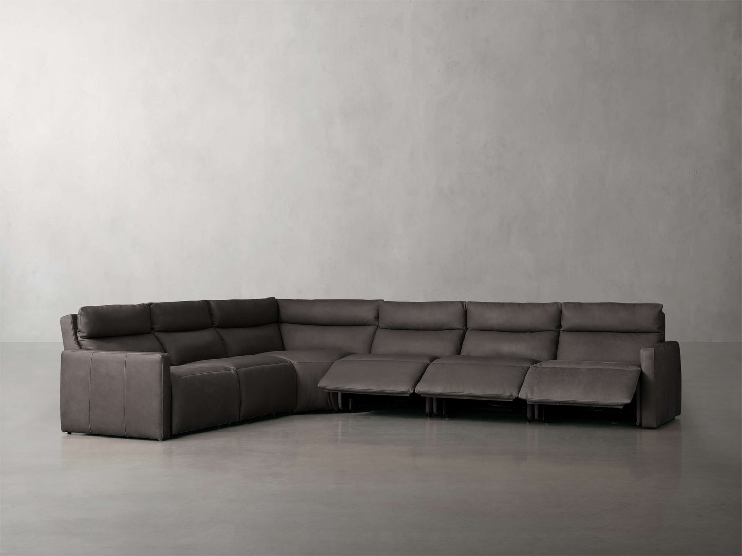 Rowland Tailored Leather Six-Piece Motion Sectional