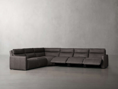 Rowland Tailored Leather Six-Piece Motion Sectional