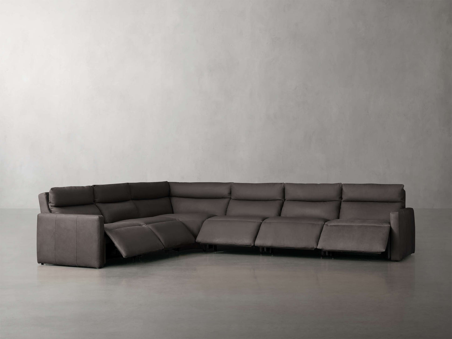 Rowland Tailored Leather Six-Piece Motion Sectional