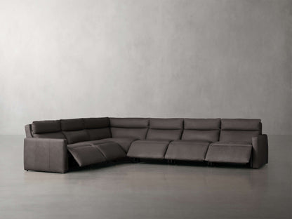 Rowland Tailored Leather Six-Piece Motion Sectional