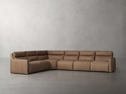 Rowland Tailored Leather Six-Piece Motion Sectional