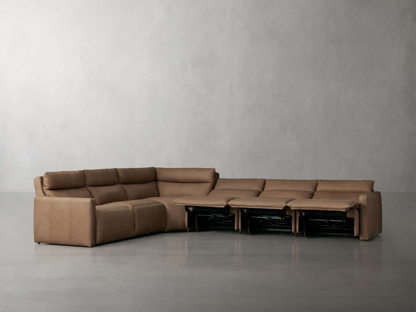 Rowland Tailored Leather Six-Piece Motion Sectional