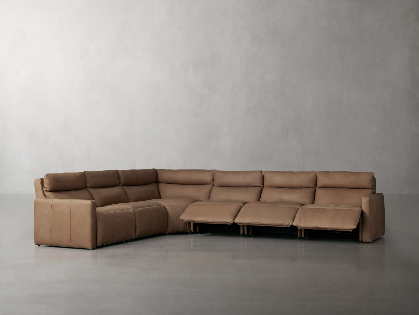 Rowland Tailored Leather Six-Piece Motion Sectional