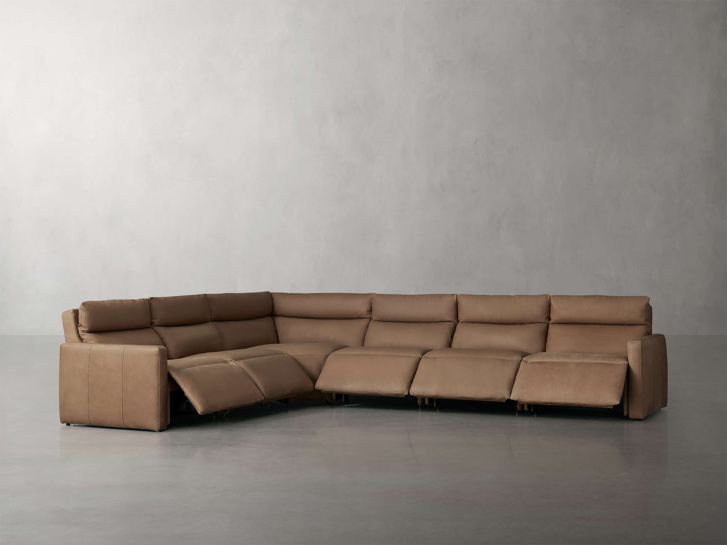 Rowland Tailored Leather Six-Piece Motion Sectional