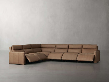 Rowland Tailored Leather Six-Piece Motion Sectional