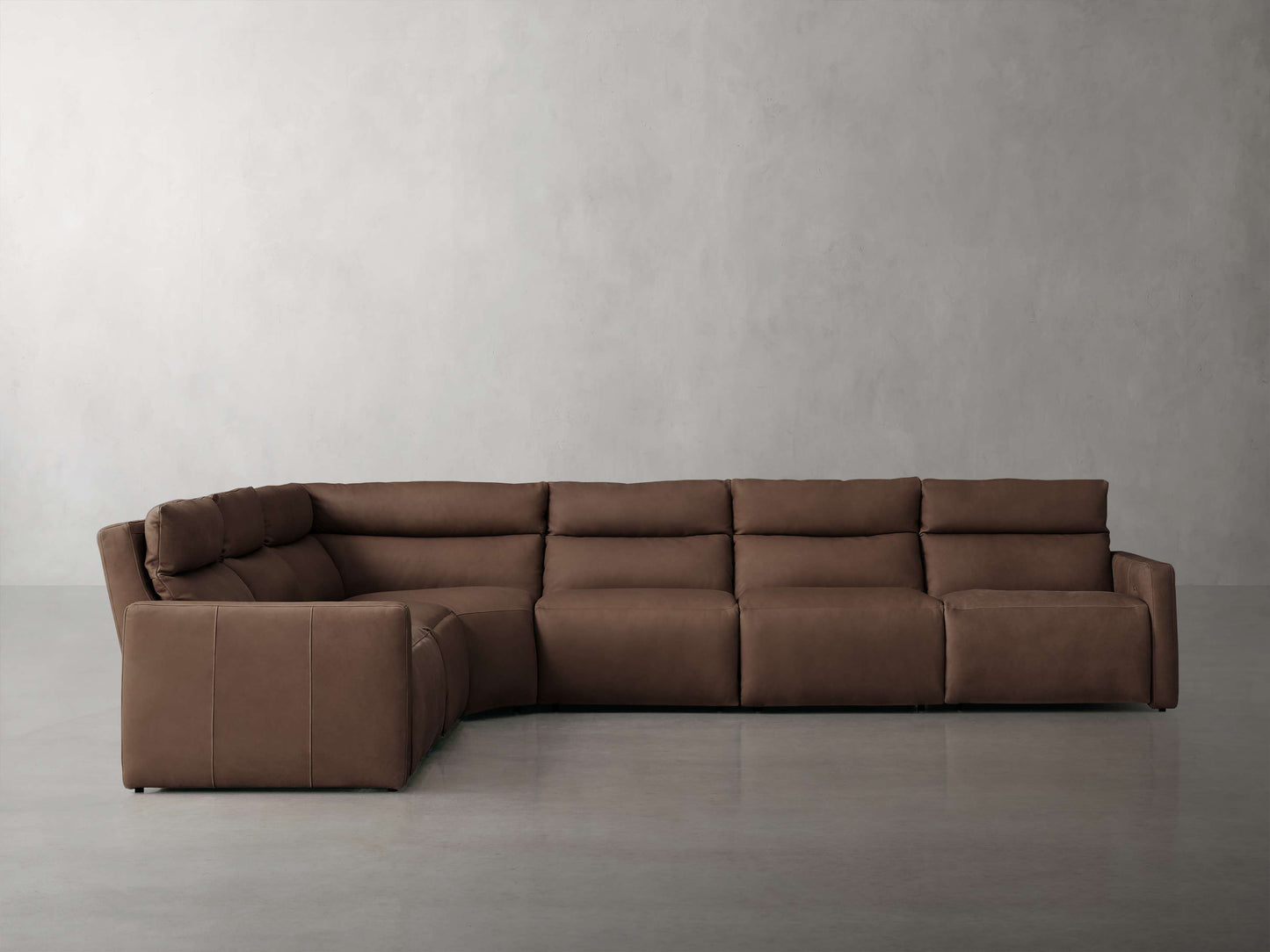 Rowland Tailored Leather Six-Piece Motion Sectional