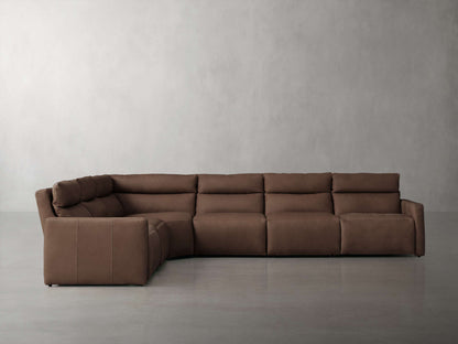Rowland Tailored Leather Six-Piece Motion Sectional