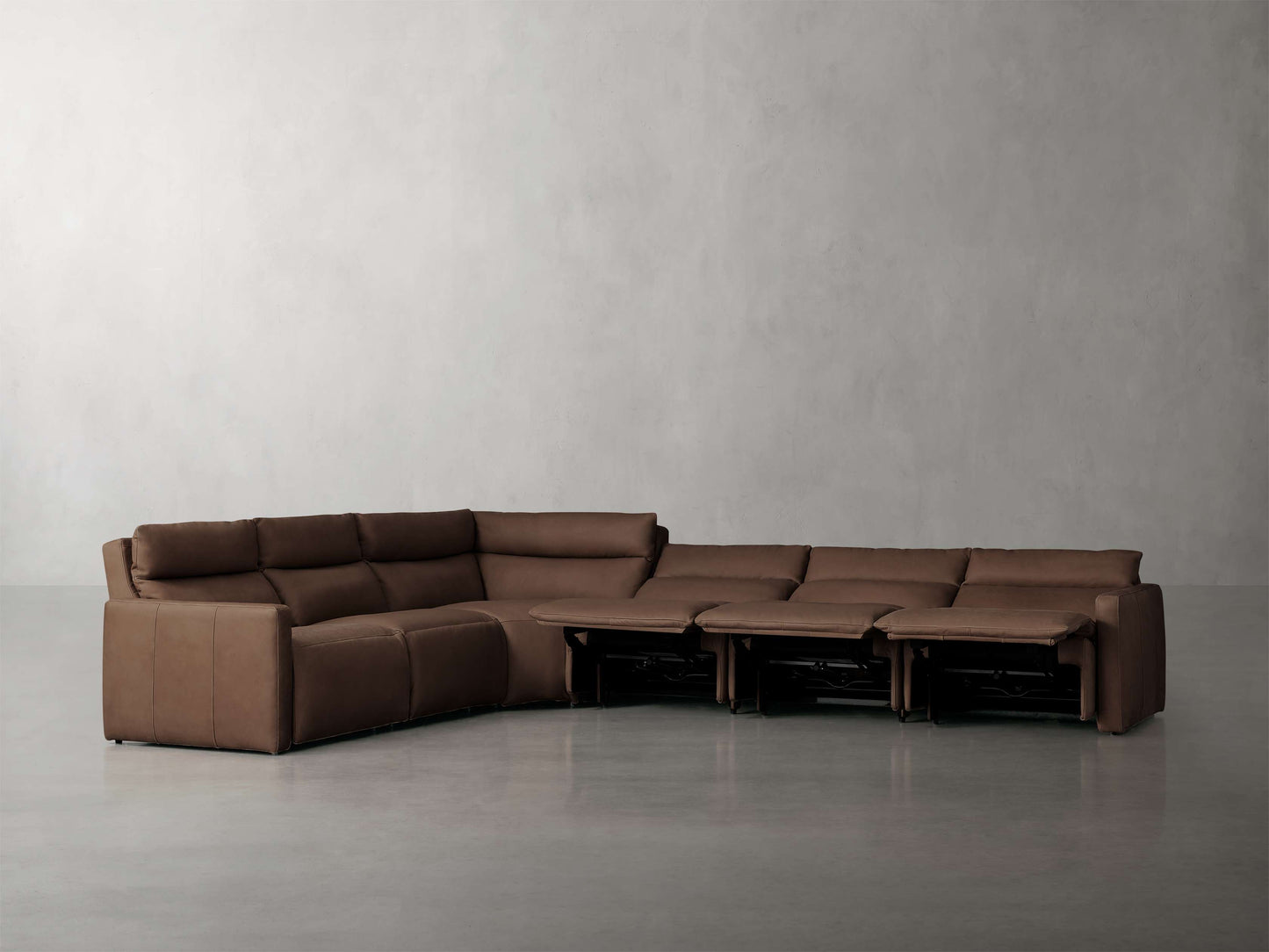 Rowland Tailored Leather Six-Piece Motion Sectional