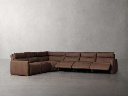 Rowland Tailored Leather Six-Piece Motion Sectional