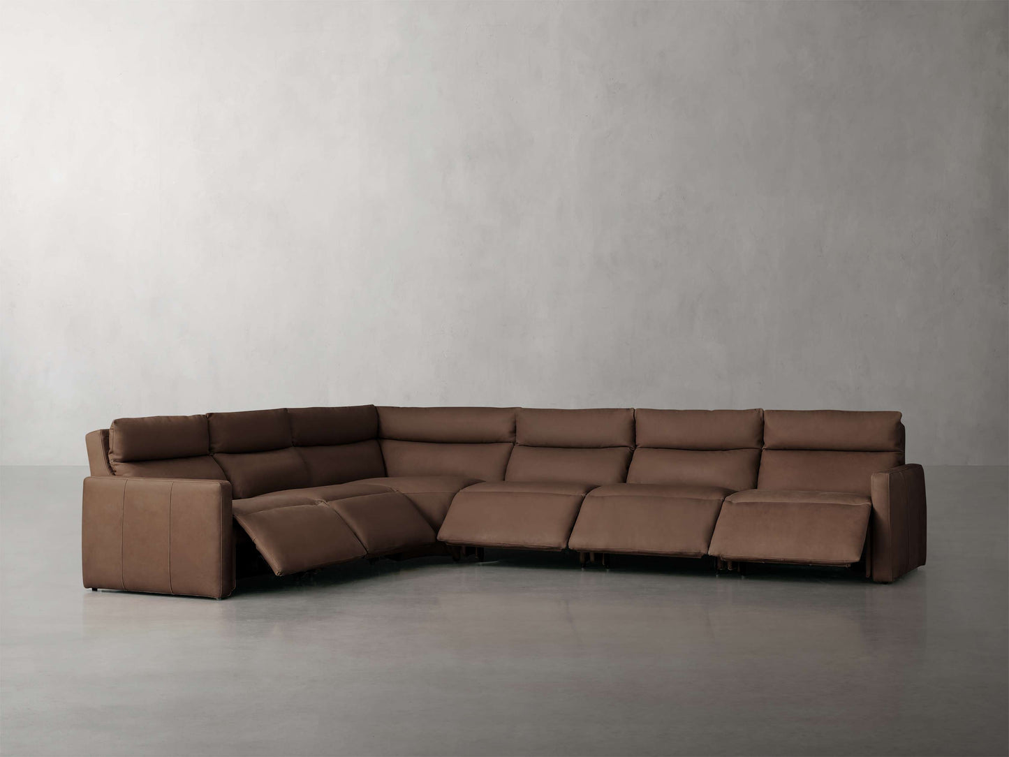 Rowland Tailored Leather Six-Piece Motion Sectional