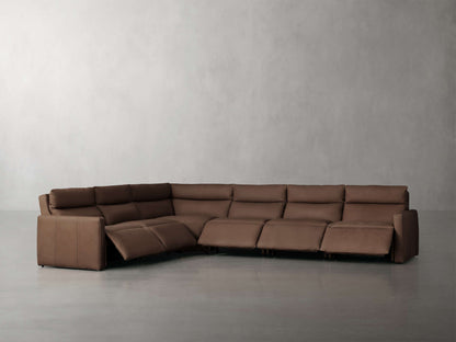 Rowland Tailored Leather Six-Piece Motion Sectional