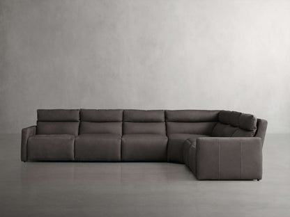 Rowland Tailored Leather Six-Piece Motion Sectional