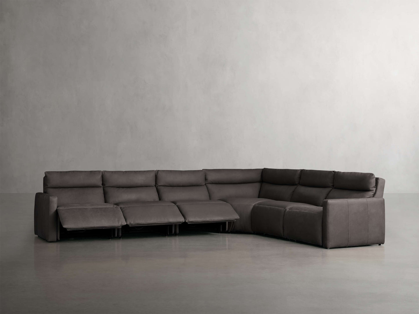 Rowland Tailored Leather Six-Piece Motion Sectional