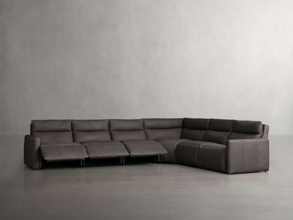 Rowland Tailored Leather Six-Piece Motion Sectional
