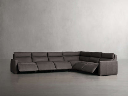 Rowland Tailored Leather Six-Piece Motion Sectional