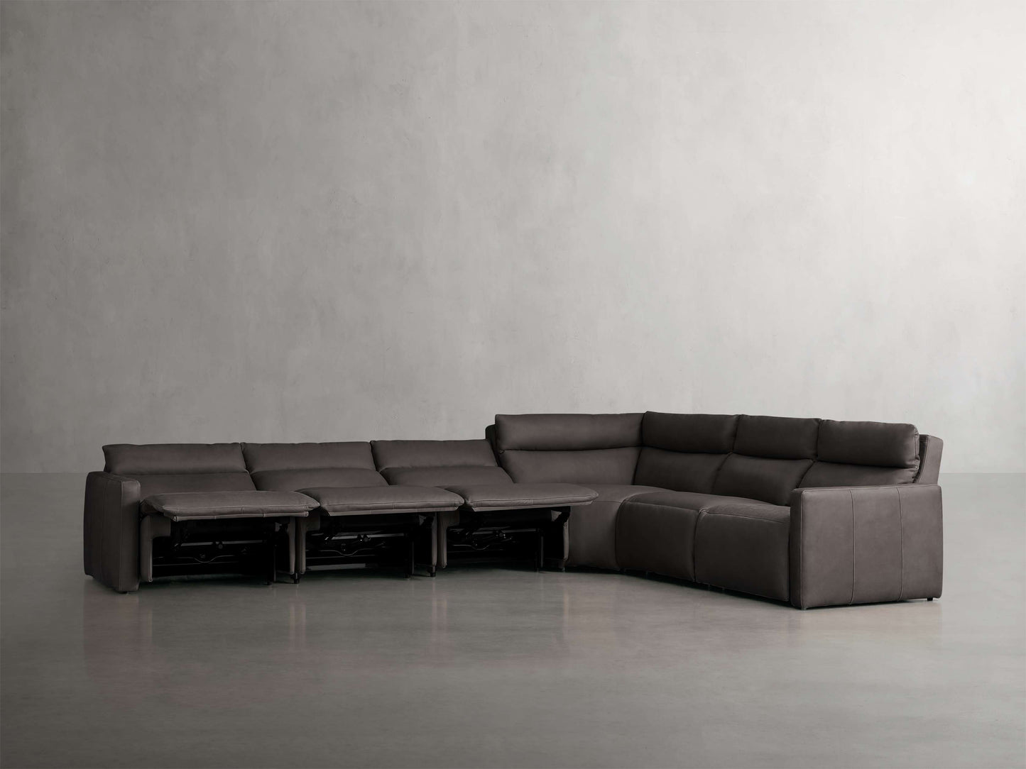 Rowland Tailored Leather Six-Piece Motion Sectional