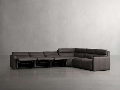 Rowland Tailored Leather Six-Piece Motion Sectional