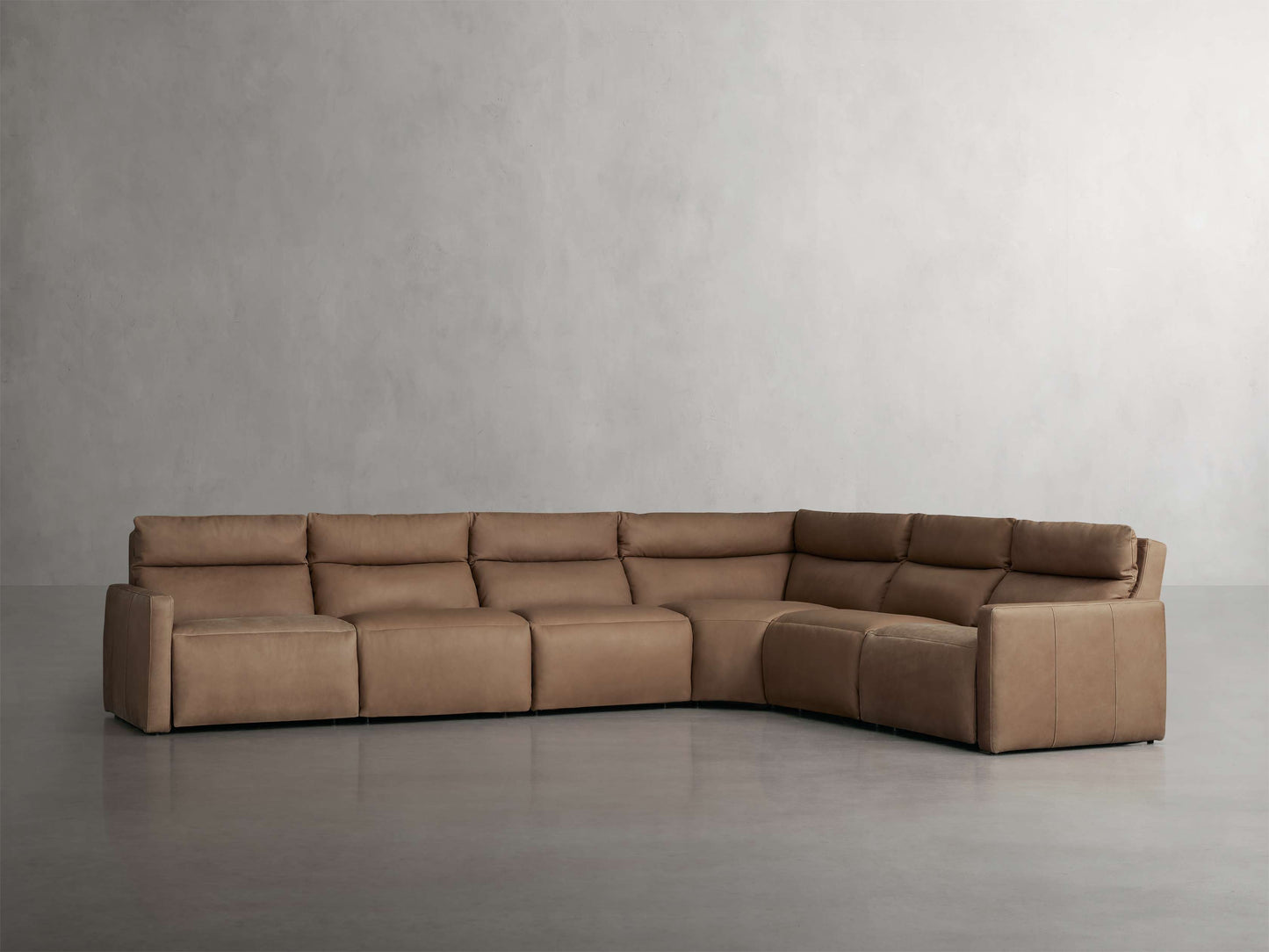 Rowland Tailored Leather Six-Piece Motion Sectional