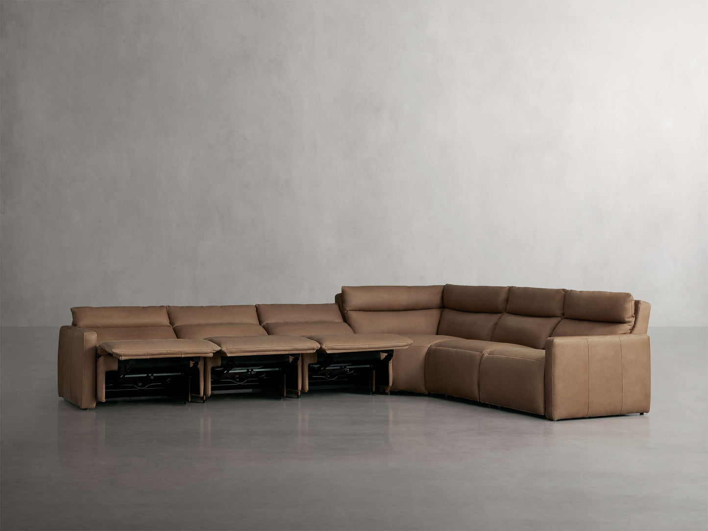 Rowland Tailored Leather Six-Piece Motion Sectional