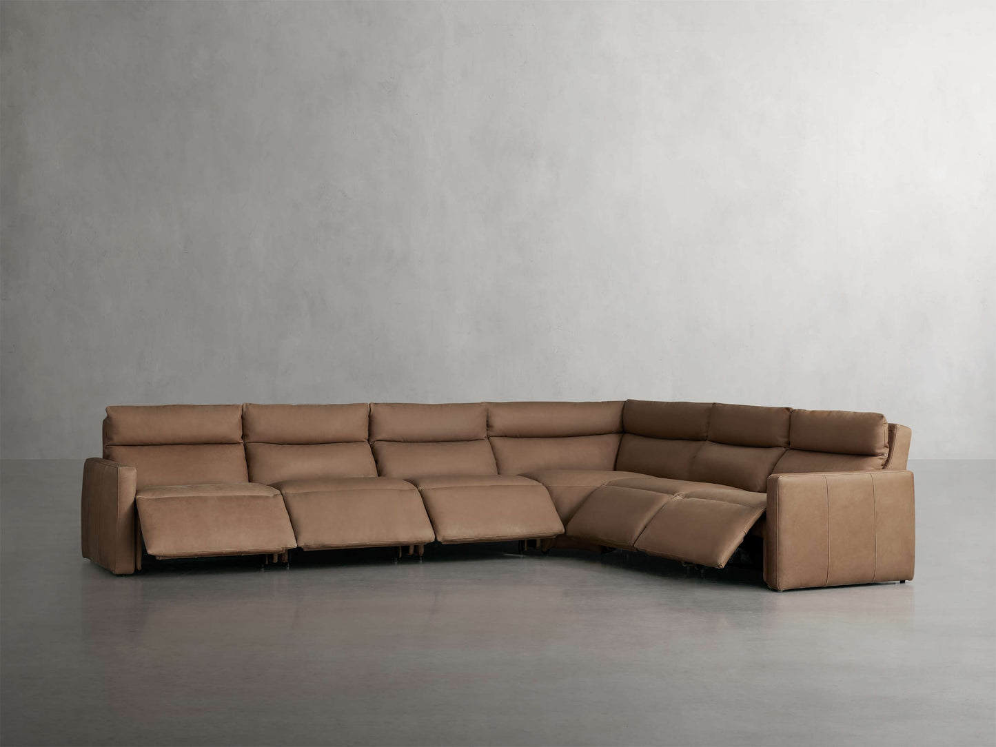 Rowland Tailored Leather Six-Piece Motion Sectional
