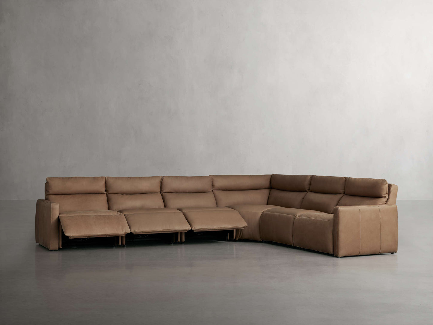 Rowland Tailored Leather Six-Piece Motion Sectional