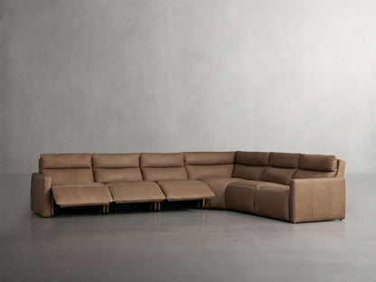 Rowland Tailored Leather Six-Piece Motion Sectional