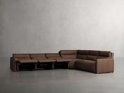 Rowland Tailored Leather Six-Piece Motion Sectional