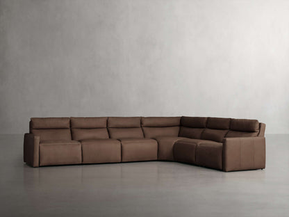 Rowland Tailored Leather Six-Piece Motion Sectional