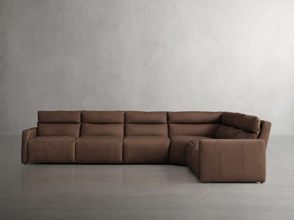 Rowland Tailored Leather Six-Piece Motion Sectional