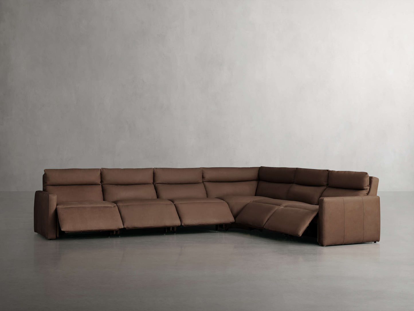 Rowland Tailored Leather Six-Piece Motion Sectional