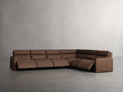 Rowland Tailored Leather Six-Piece Motion Sectional