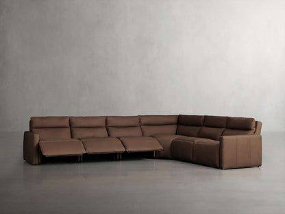 Rowland Tailored Leather Six-Piece Motion Sectional