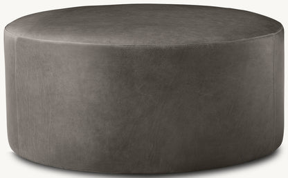 Large Cooper Leather Round Stool