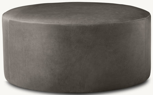 Large Cooper Leather Round Stool