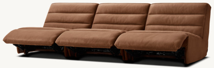 Chelsea Recliner Modular Leather Armless 3-Piece Sofa