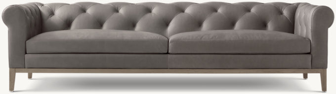 Italia Leather Chesterfield Sofa - Oak Base